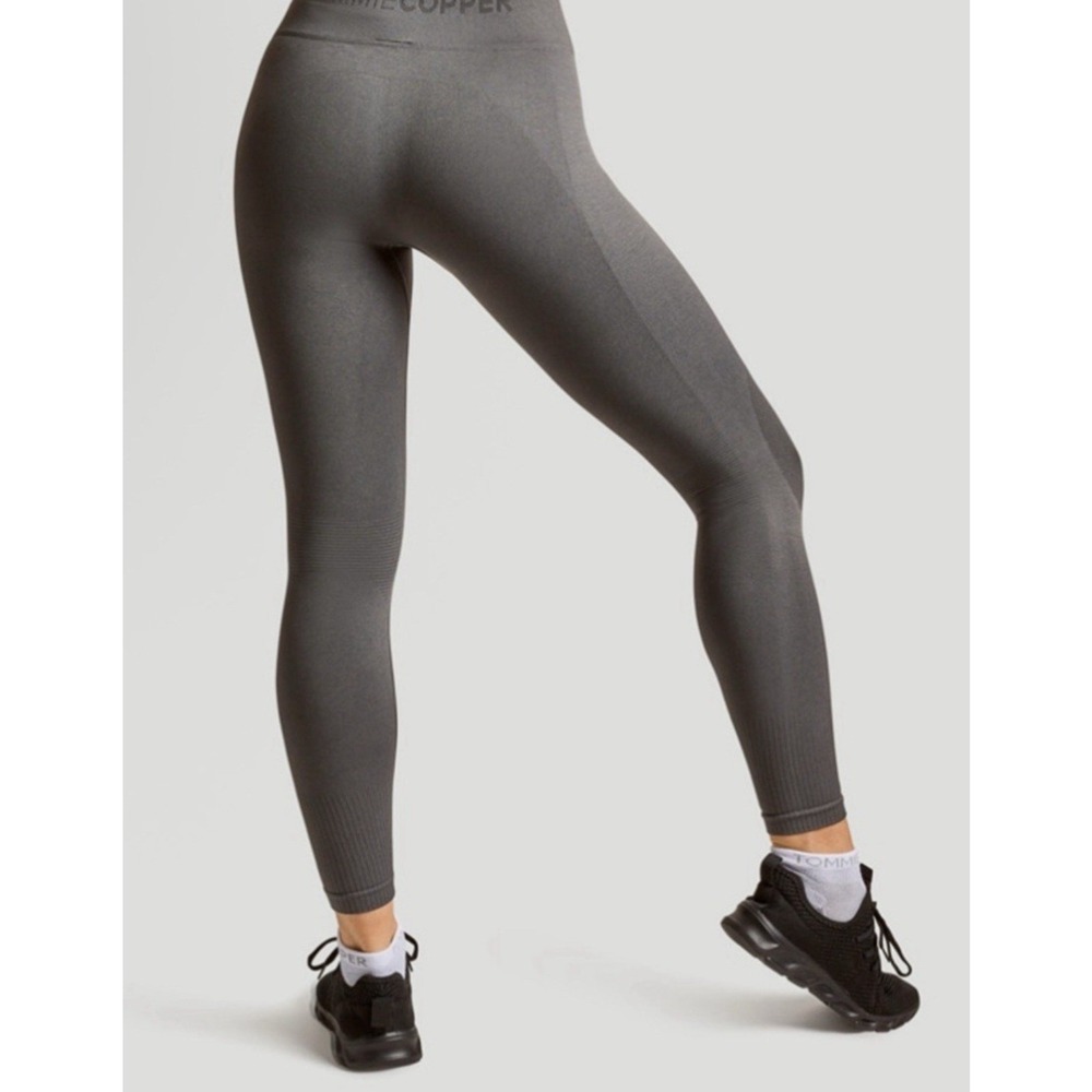 Tommie Copper Women's Seamless Compression Leggings Gray Size L NWT